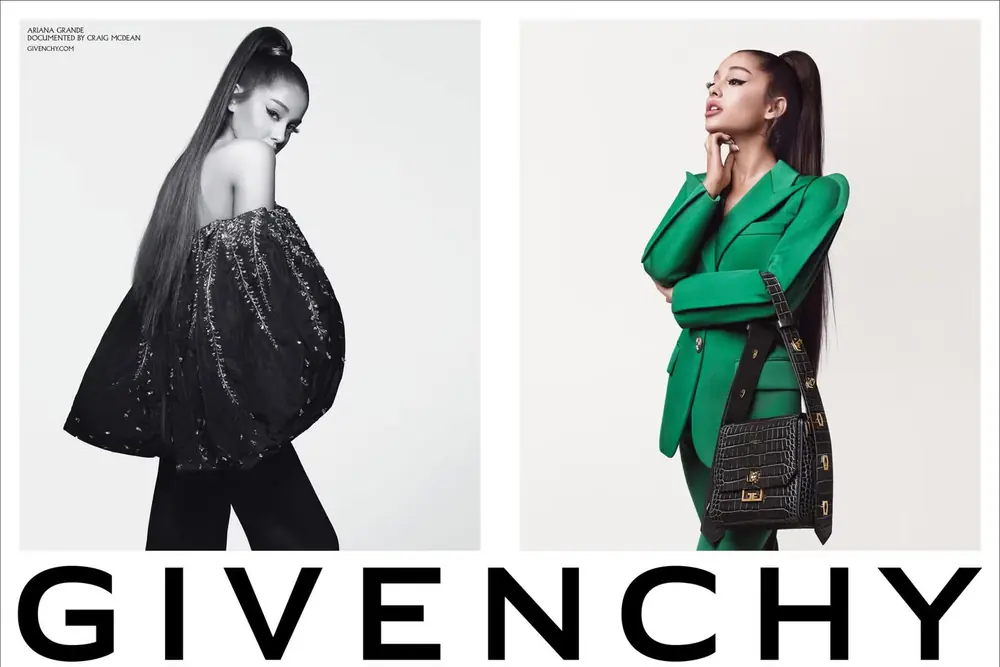 Black-and-white Givenchy fashion campaign layout
